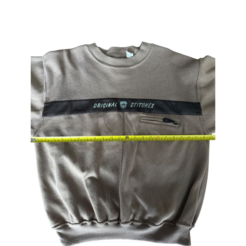 Original Stitches Vintage 90s Sweatshirt Streetwear Taupe Fleece Large Zipper - Picture 7 of 9